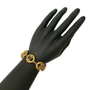 CHANEL Authentic Vintage Gold Logo Charm Bracelet